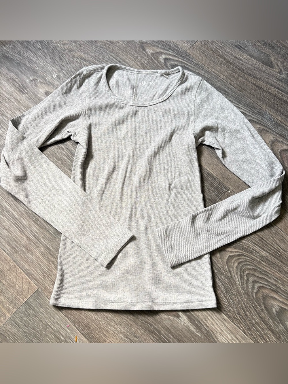 Women’s Quince Organic Cotton Micro-Rib Long Sleeve Tee, Gray XS
